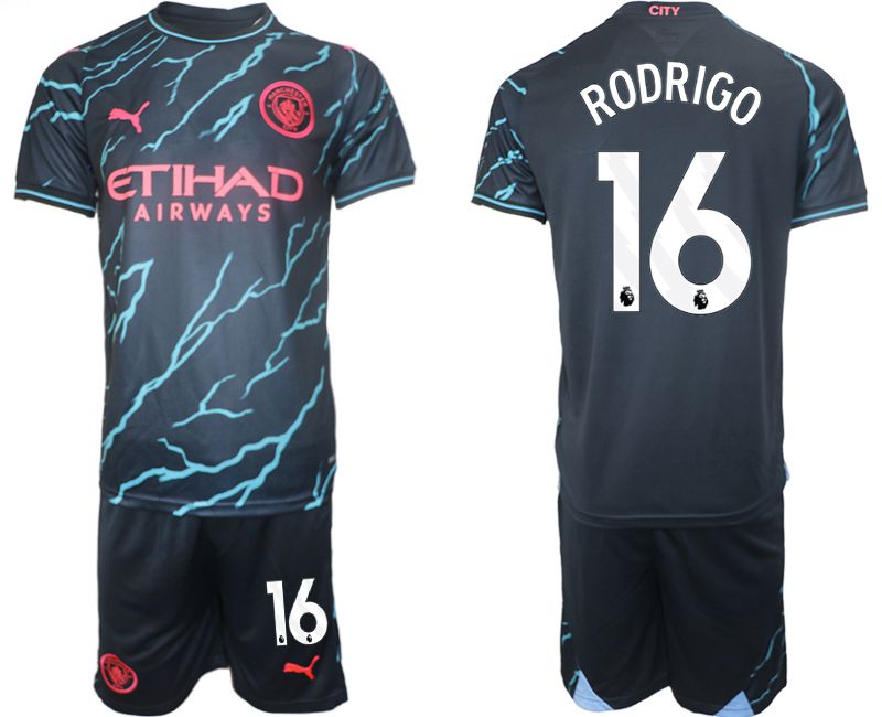 Men 2023-2024 Club Manchester City away blue #16 Soccer Jersey